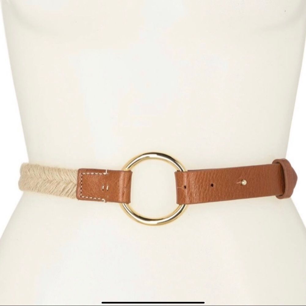 Tommy Bahama Luxie Jute & Leather Belt NWT Size Large (45" approx)